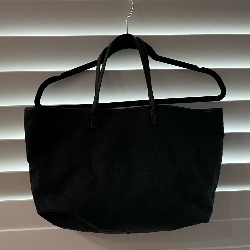 FENDI FF ZUCCHINO VINTAGE PREOWNED Black Monogram Tote Bag
